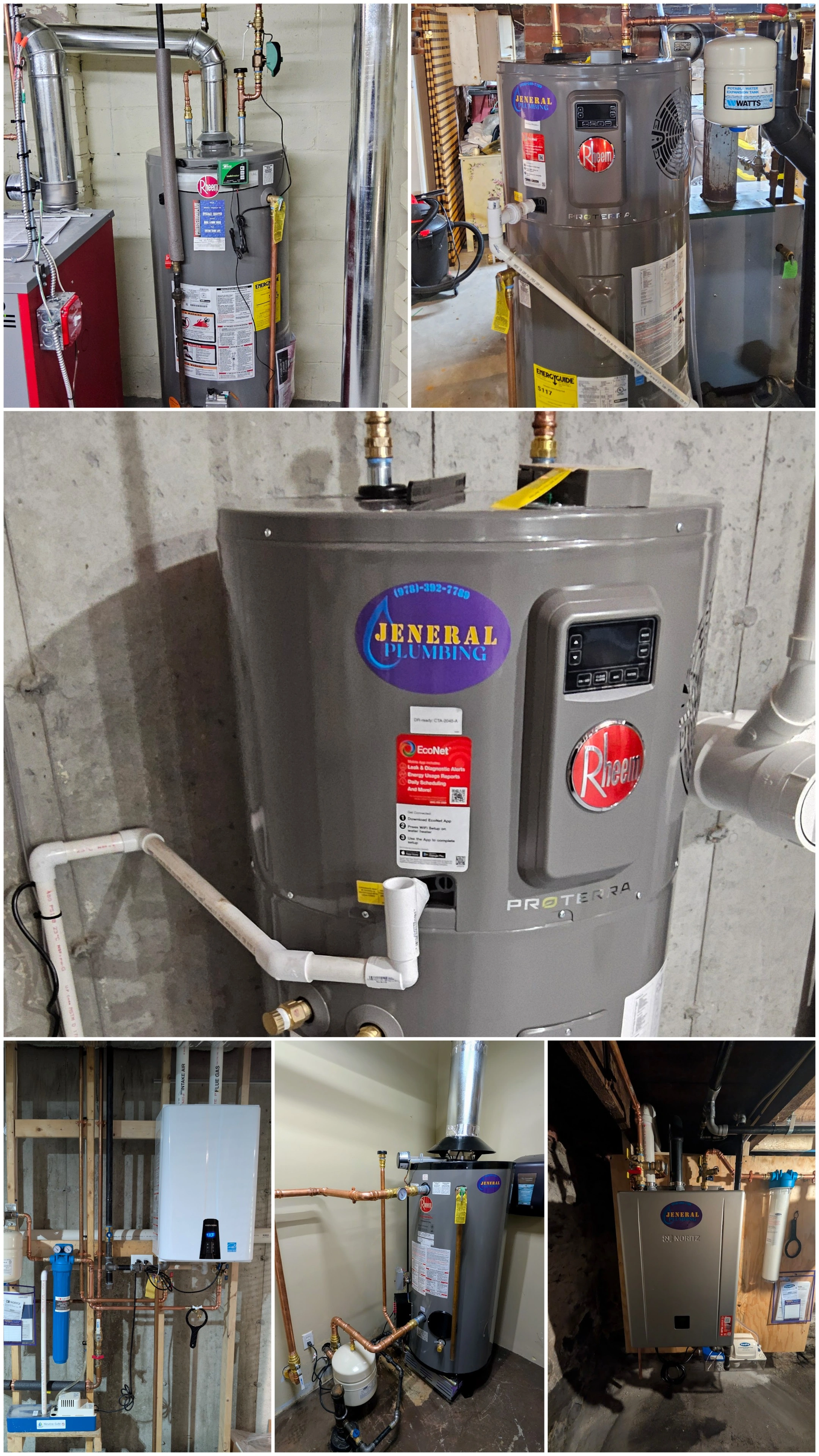 Here's some examples water the various water heaters: electric, hybrid, tankless